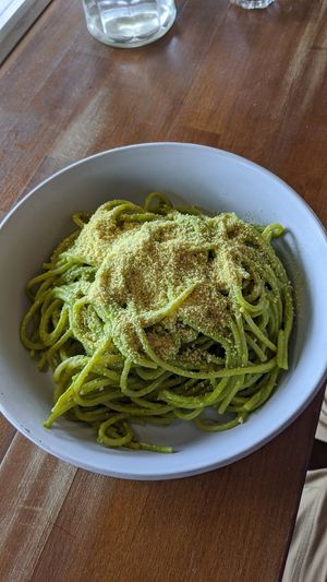 Creamed zucchini pasta at Pino's in Islington