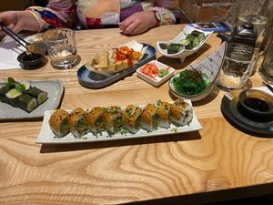 Maki, tofu roll, seaweed salad  at Kenji Sushi in Edinburgh