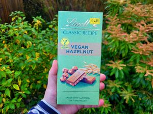 Vegan Lindt Bars Sold in the Shop (Hazelnut). at Fron Goch Garden Centre in Caernarfon