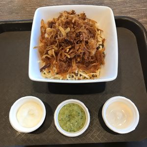 Koshary with sauces   at Koshary Corner in Clarksville