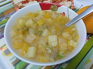 Porrusalda (leek-based soup from the Basque Country) at Sr. Matambre in Madrid