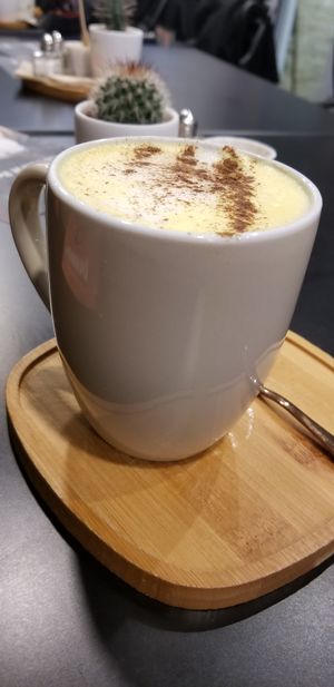 Turmeric vegan  milk at Beanuts - Pop Up in London