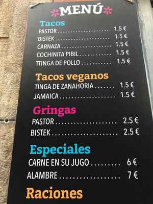 menu at La Madrisima in Toledo