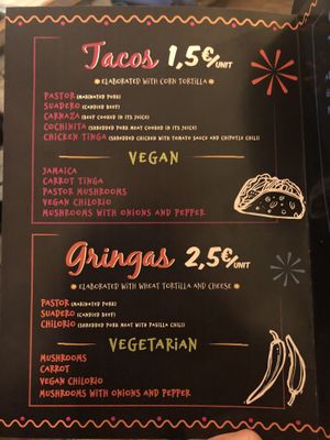 Menu  at La Madrisima in Toledo