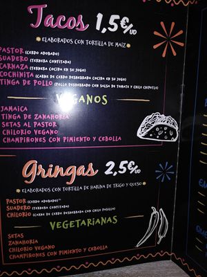 Carta vegana at La Madrisima in Toledo