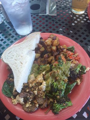 the vegan scramble at The Friendly Toast in Burlington