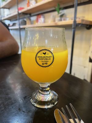 Fresh squeezed OJ at Breakfast Republic - Ocean Beach in San Diego