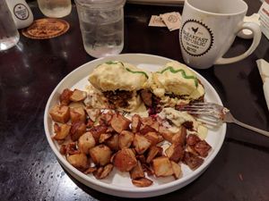 Vegan mung bean "eggs" benedict at Breakfast Republic - Ocean Beach in San Diego