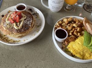 Vegan Tres Leches Pancakes & Harvest Omelet   at Breakfast Republic - Liberty Station in San Diego