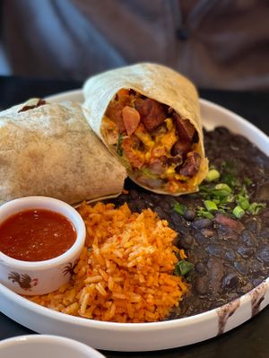 Vegan breakfast burrito-so good! #Veganuary at Breakfast Republic - East Village in San Diego