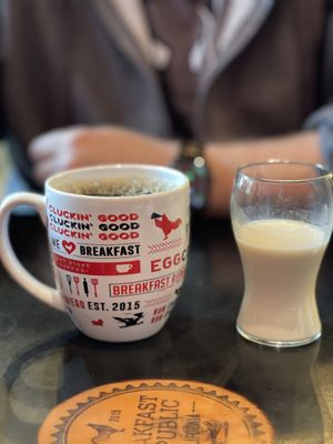 Coffee with oat milk to use for creamee #Veganuary at Breakfast Republic - East Village in San Diego