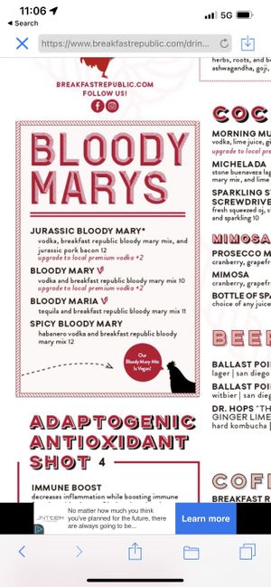 Vegan Bloody Mary and Maria #Veganuary at Breakfast Republic - East Village in San Diego