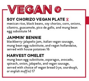 Vegan menu options at Breakfast Republic - East Village in San Diego
