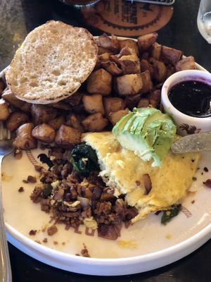 The inside of the vegan omelette  at Breakfast Republic - East Village in San Diego