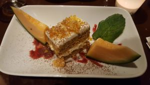 Vegan carrot cake.  at Gusto-040 in Eindhoven