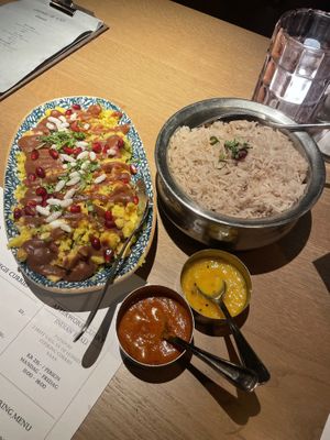 Cold street food dish & rice   at Indie Indian Kitchen in Tromsoe