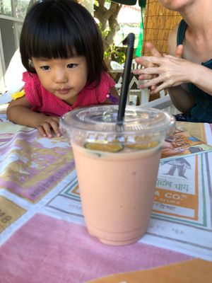 Organic papaya Shake with soy milk at Sabaidee Cafe in Okinawa