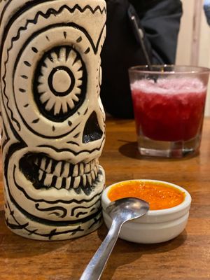 Drinks came in interesting glasses. Extra Hot sauce available for $3 extra.  at Pepe's in Newmarket