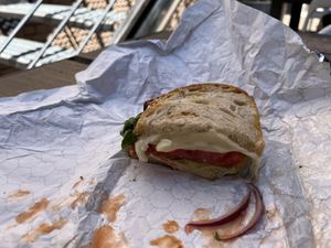 Hubby’s chicken jack sammy. He loved the big fresh tomato slices.  at Graze in Walla Walla