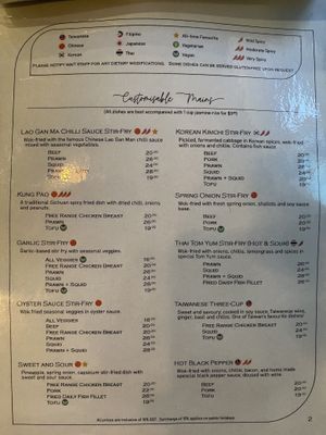 Menu with clearly labelled vegan options at Cool Lala in Airlie Beach