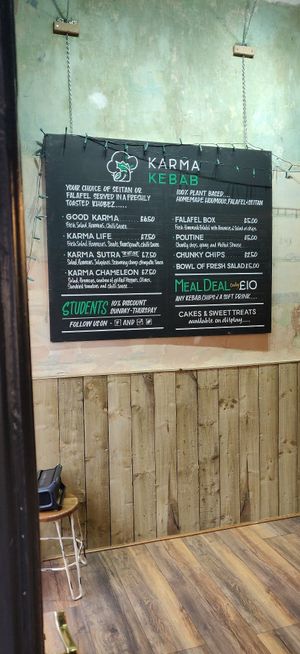 Menu at Karma Kebab in Edinburgh