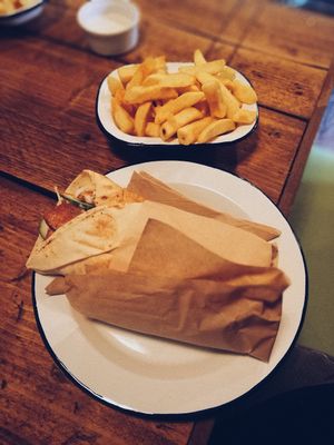 Seitan kebab and chips from Karma Kebab in Edinburgh at Karma Kebab in Edinburgh