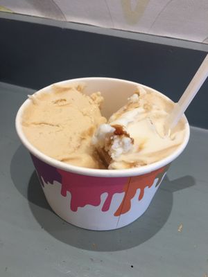 Left: speculoos (lotus) and right: sea salt and peanut at Boho Gelato - Ship St in Brighton