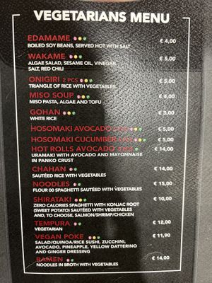 Vegetarian/ vegan menu  at TRN - Giappo  in Caselle Torinese