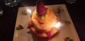 Birthday cake : made of fruit at Bough House Restaurant in Yulara