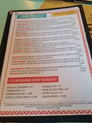 Menu at Zucchero a Velo in Ancona