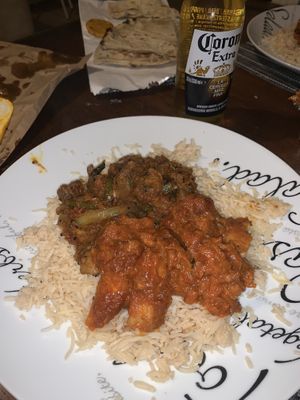 Half garlic mushroom half jackfruit curry. Delish!  at Vedic in Hyde