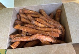 The homemade sweet potato fries.  at Beyond Vegan Cell Food in Portsmouth