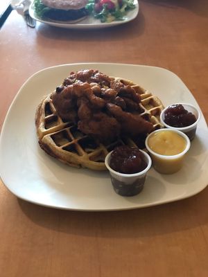 Vegan chicken and waffles at Beyond Vegan Cell Food in Portsmouth