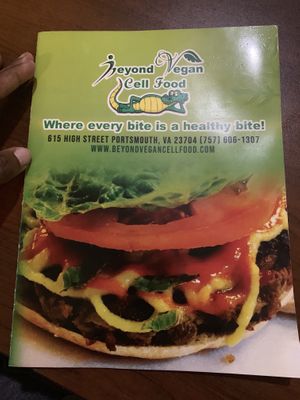 Menu at Beyond Vegan Cell Food in Portsmouth