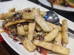 Fried Chilli Aubergine (like chips but 1000x better!) at Zen Buddha in North West London