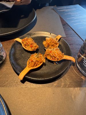 One bite pomelo salad (menu)  at Wokshop - Valby in Copenhagen