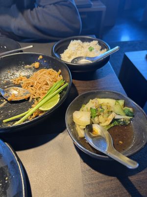 Pad thai, rice and pal Choi - sorry we had already eaten half when picture was taken (also from the lunch menu)  at Wokshop - Valby in Copenhagen