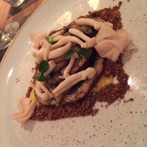 mushrooms and garlic  at Vanilla Black in London