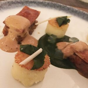 Malted barley, potato cake, and greens at Vanilla Black in London