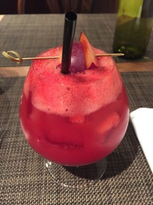 Raspberry soft drink. Made in-house.  at Vanilla Black in London