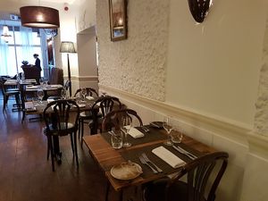 Interior, not so comfy chairs, pity at Vanilla Black in London