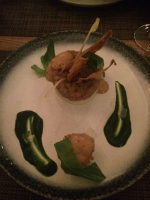 Tiny main dish - almost same size as starter.  at Vanilla Black in London