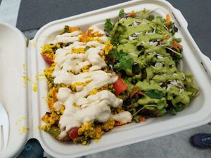 Super delicious tofu scramble and greens at The Peaceful Palate in Eugene