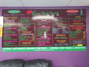 Basic menu at Living Right Health Bar in Naugatuck