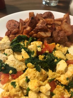 Tofu scramble with home fries  at Brunch in Conshohocken