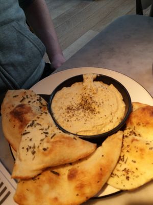 Vegan flat bread with hummus  at Milano - Dawson St in Dublin