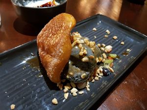 Deep fried bao with black sesame icecream at I Like Ramen in Fortitude Valley