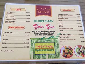 Menu at Hue Tui in Hue