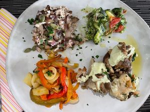 Plate of mixed vegetables   at Verde Vegan in Livorno