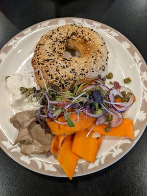 Vegan lox's bagel plate at BernBaum's in Fargo